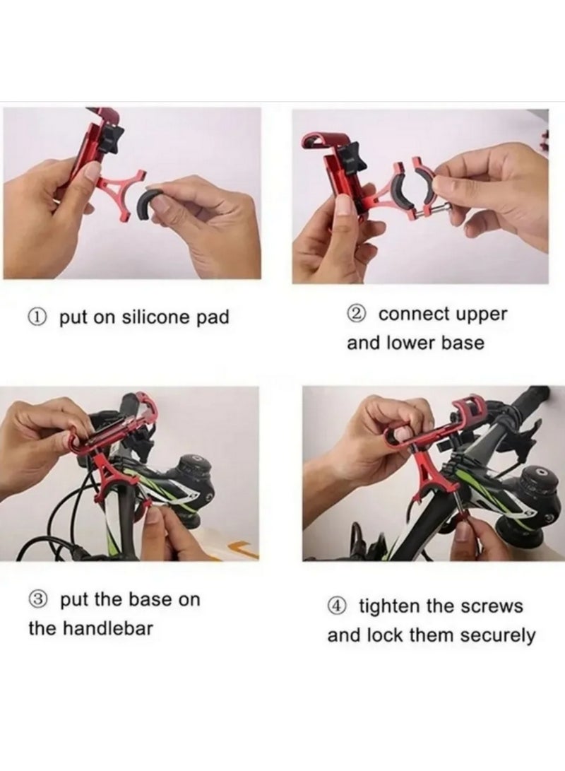 1PCS Motorcycle Bike Phone Holder 360° Rotate Metal Bicycle Stand Universal Anti-slip Bracket GPS Navigation Clip Support For Phones cell phones with screen size from 7cm-9.5cm - Image 5