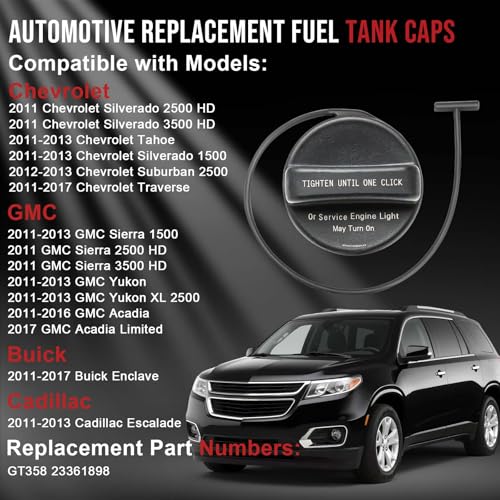 YITHSWAY Gas Cap Fuel Cap GT358 for 2011-2017 Buick Enclave, Chevrolet Silverado 2500 HD Silverado 3500 HD Tahoe Silverado 1500 Suburban 2500 Traverse, GMC Sierra Yukon Acadia, Cadillac Escalade Fuel Tank Caps - Image 2