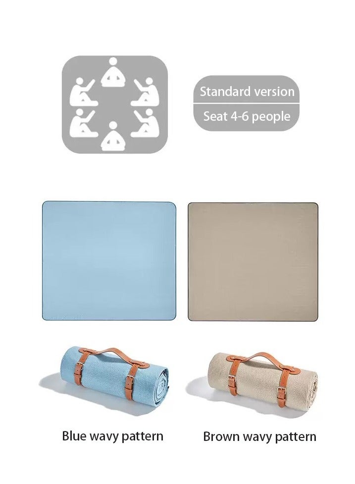 Manhua Large wave patterned picnic mat 200×200cm,three-layer thick waterproof beach mat,portable moisture-proof mat for outdoor camping/beach/family gatherings - Image 2