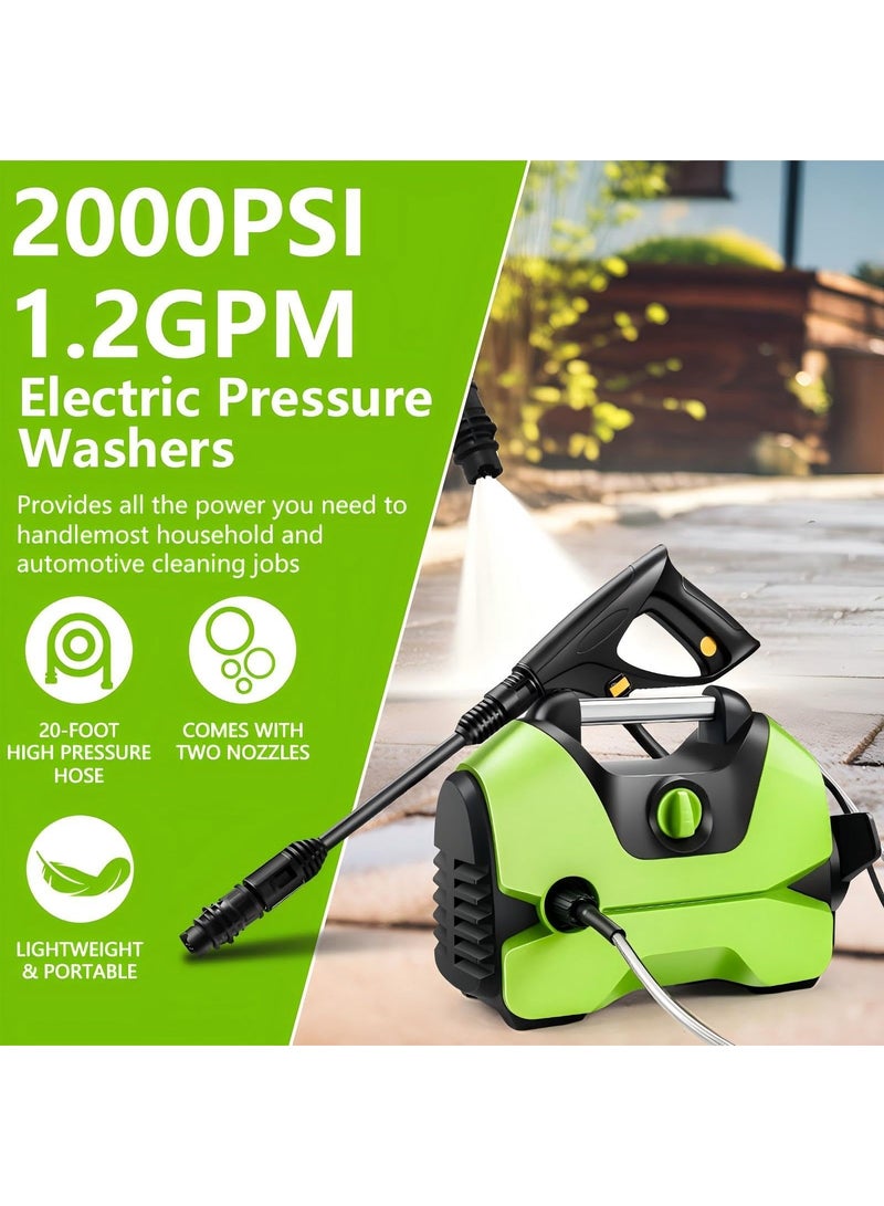 Arabest 2800W Electric High Pressure Washer 2000 PSI - 1.2GPM Power Cleaner with Foam Cannon & 5 Nozzles for Cars, Patios, Fences, Driveways - Professional Home Cleaning Machine - Image 2