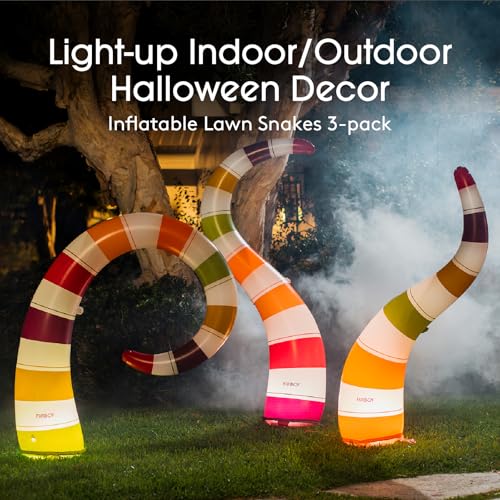 FUNBOY Giant Inflatable LightUp Yard Snake Scary Halloween Dcor IndoorOutdoor 3 Pack - Image 3