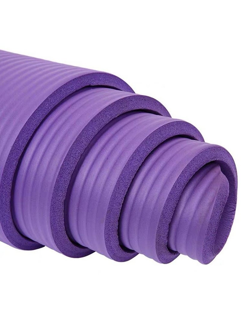 Generic Extra Thick Exercise Yoga Mat with Carrying Strap- 10mm Purple  - Image 3
