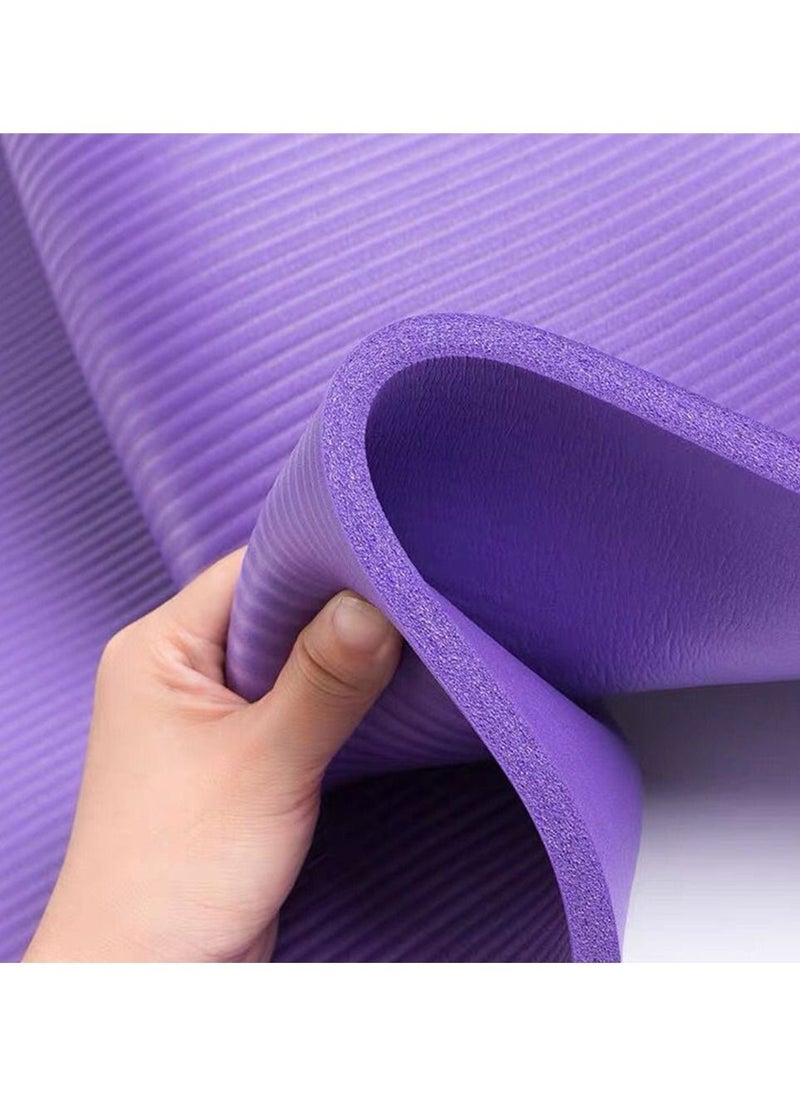 Generic Extra Thick Exercise Yoga Mat with Carrying Strap- 10mm Purple  - Image 2