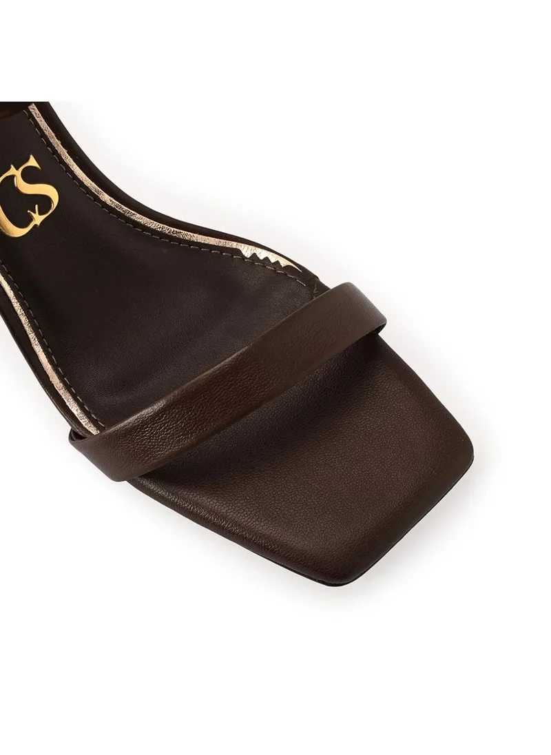 Carmen Steffens  Brown Cocoa Geometric Heel Sandal for Women | Best Price UAE