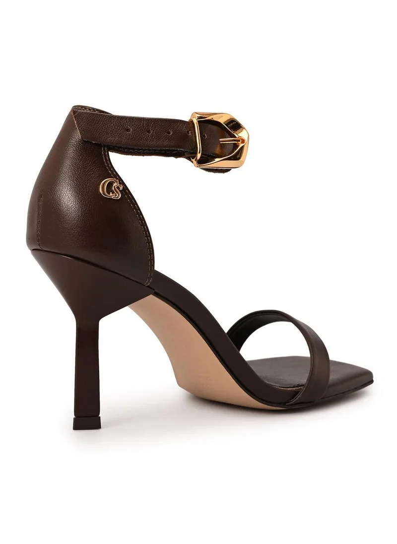 Carmen Steffens  Brown Cocoa Geometric Heel Sandal for Women | Best Price UAE