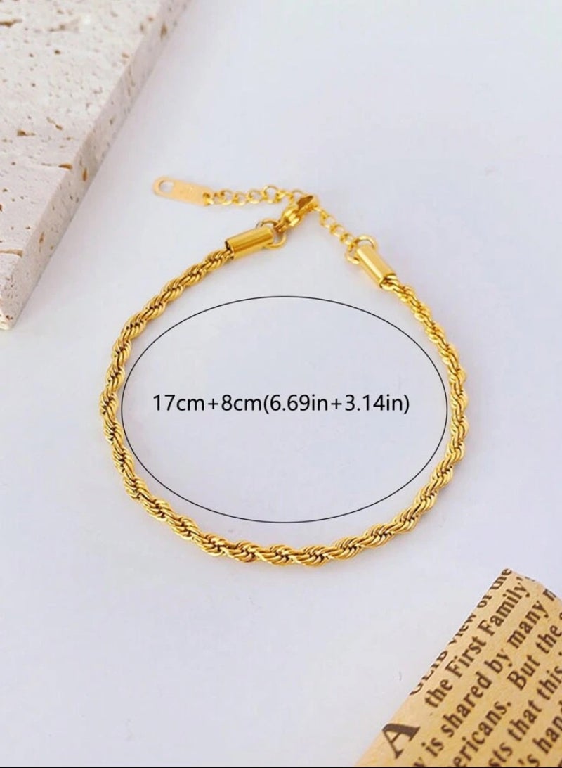 إيكوال اسوارة نسائية أنيقة وعالية الجودة مصنوعة من الاستانلس ستيل مطلية باللون الذهبي - Image 4