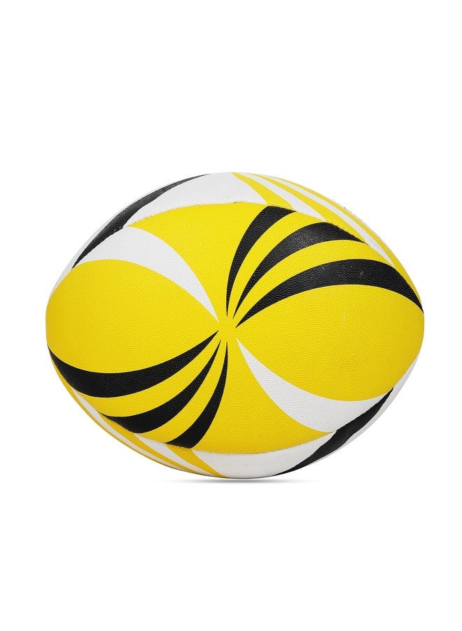 Cosco Synthetic Rugby Ball, Yellow, White, Black Size 5 - Image 3