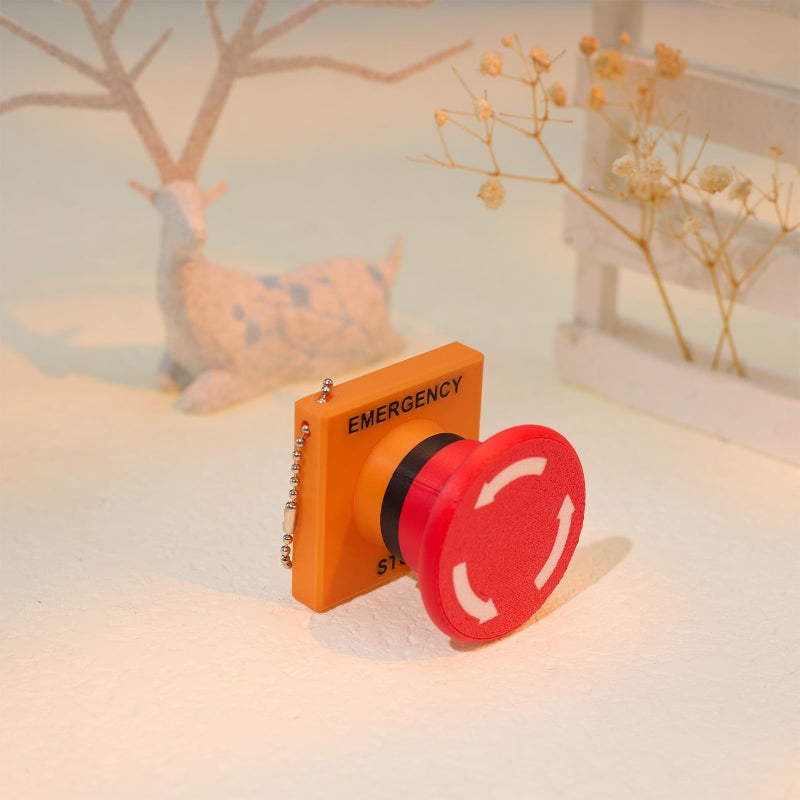 minihope Emergency Stop Button Fidget Clicker Toyâ€“ 3D Printed Industrial Style Fidget Toy â€“ Multi-Use Bag Charm & Eco Stress Relief Toy - Image 5