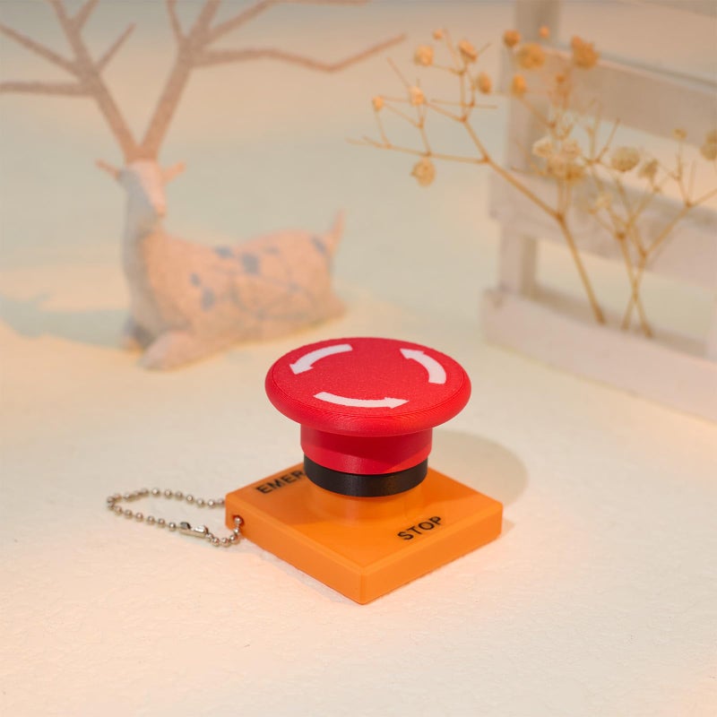 minihope Emergency Stop Button Fidget Clicker Toyâ€“ 3D Printed Industrial Style Fidget Toy â€“ Multi-Use Bag Charm & Eco Stress Relief Toy - Image 3