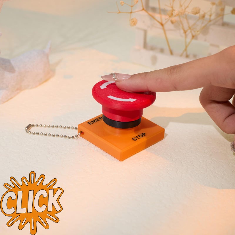 minihope Emergency Stop Button Fidget Clicker Toyâ€“ 3D Printed Industrial Style Fidget Toy â€“ Multi-Use Bag Charm & Eco Stress Relief Toy - Image 2