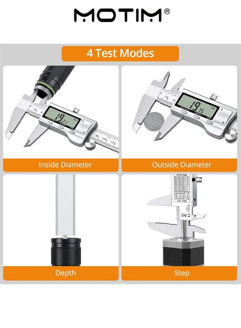 Motim 6 inch/150mm Digital Caliper Vernier Caliper LCD Display Digital Caliper Measuring Tool Used for Inside Outside Diameter Depth Step Measurement - Image 2