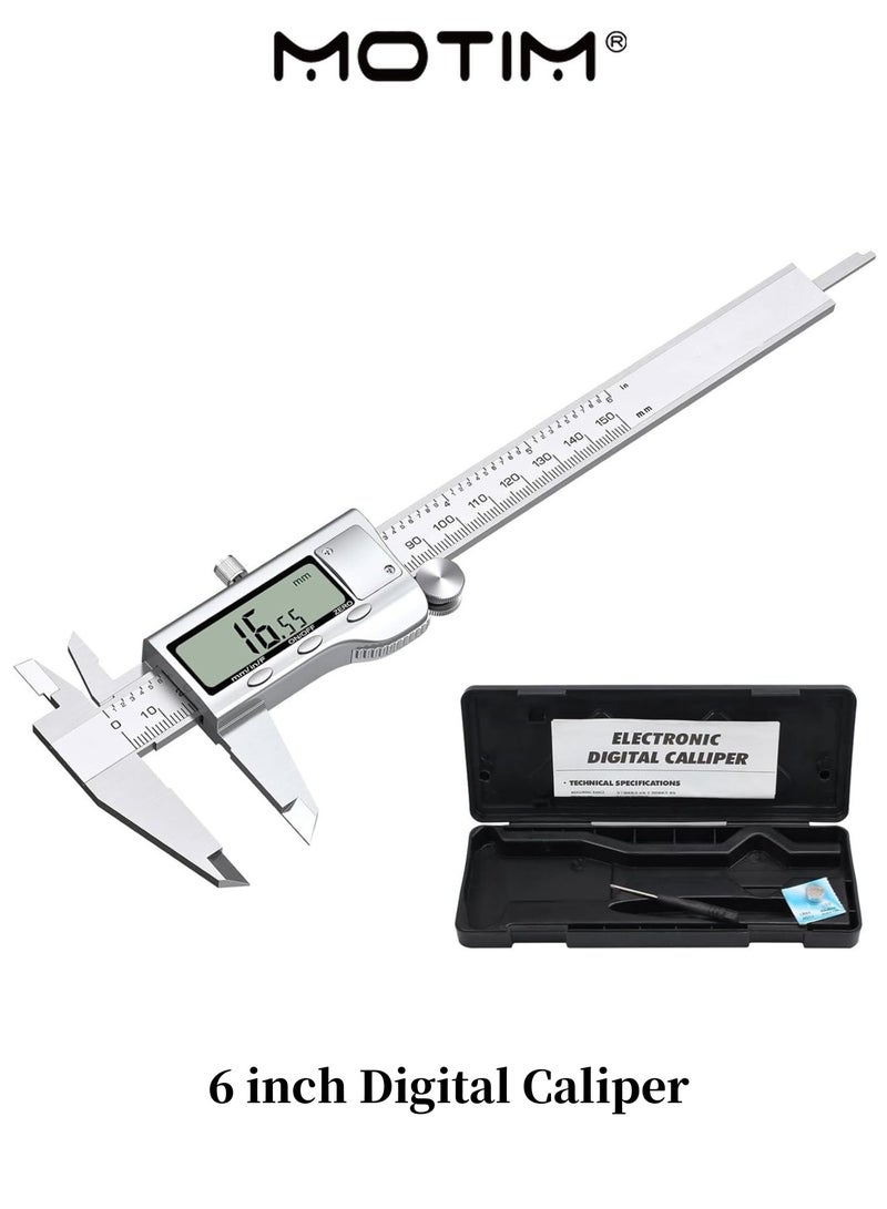 Motim 6 inch/150mm Digital Caliper Vernier Caliper LCD Display Digital Caliper Measuring Tool Used for Inside Outside Diameter Depth Step Measurement - Image 1