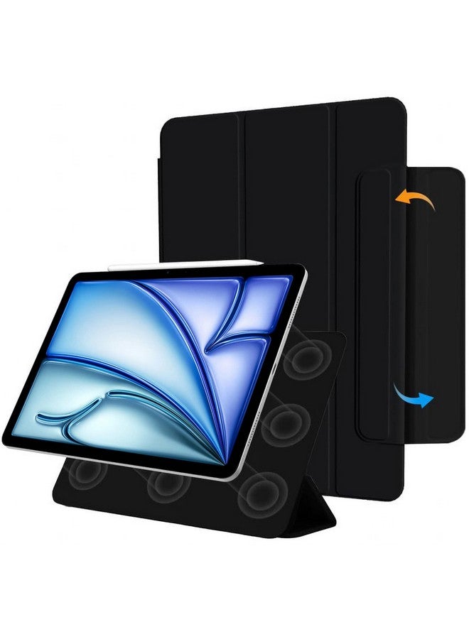 Robustrion Cover for iPad Air 11 inch M2 6th Generation/iPad Air 5th Generation Cover [Magentic Attach] Case for iPad Air 4th / 5th Gen/iPad Air 11 inch 2024 M2 [Auto Sleep Wake Support] - Black - Image 1