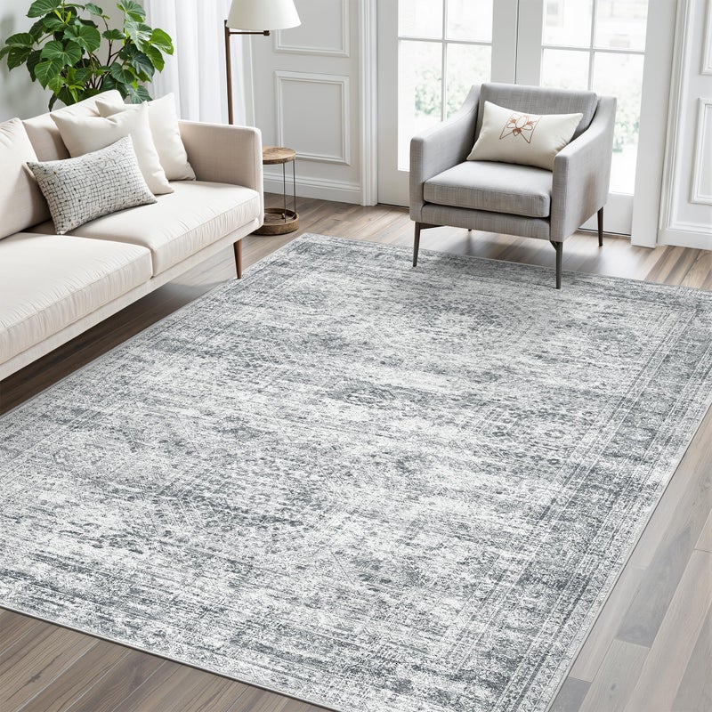 Soalmost 6x9 Area Rug for Living Room Washable 6x9 Gray Rug NonSlip Modern Rugs for Bedroom Dinning Room UltraThin Indoor Grey Rug