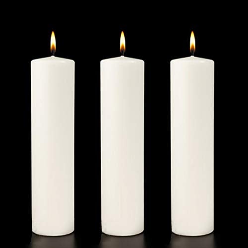 Atorakushon Paraffin Wax Smokeless Scented Pack of 3 White Tall Round Pillar Candles for Diwali - Image 1