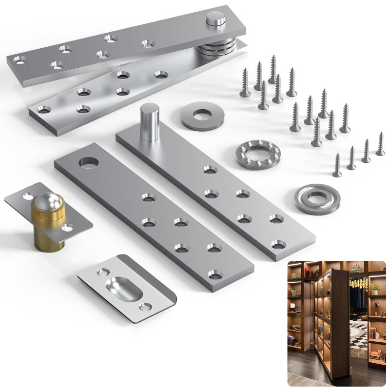 Theelves Door Hinges Stainless Steel Hidden Door Hardware 360 Degree Rotation Pivot Hinge For Hidden Door Bookcase And Interior Doors/Secret Door - Image 1