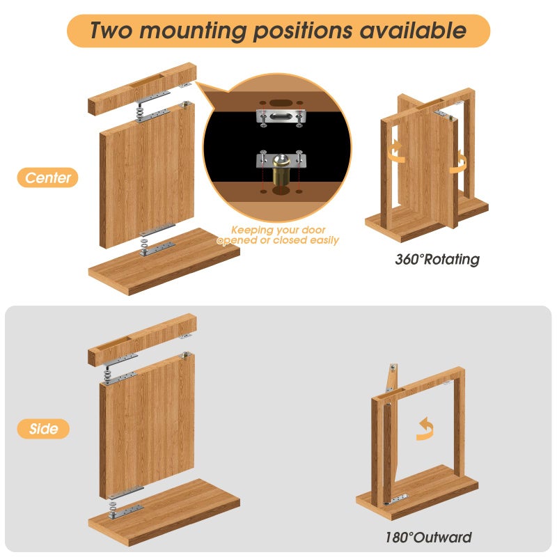 Theelves Door Hinges Stainless Steel Hidden Door Hardware 360 Degree Rotation Pivot Hinge For Hidden Door Bookcase And Interior Doors/Secret Door - Image 2