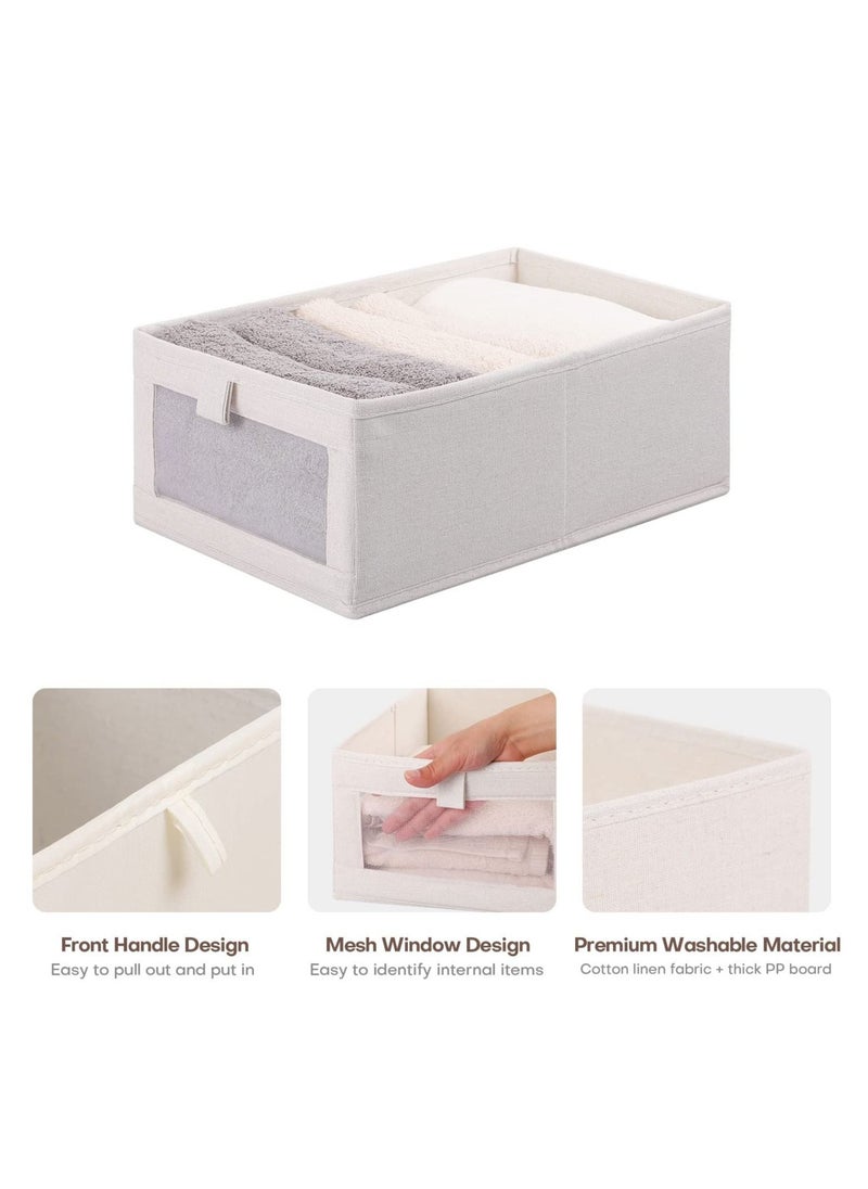 Y&D Foldable Cotton Linen Fabric Storage Bin with Clear Mesh Window - Stylish, Practical, and Versatile Organizer  - Image 2
