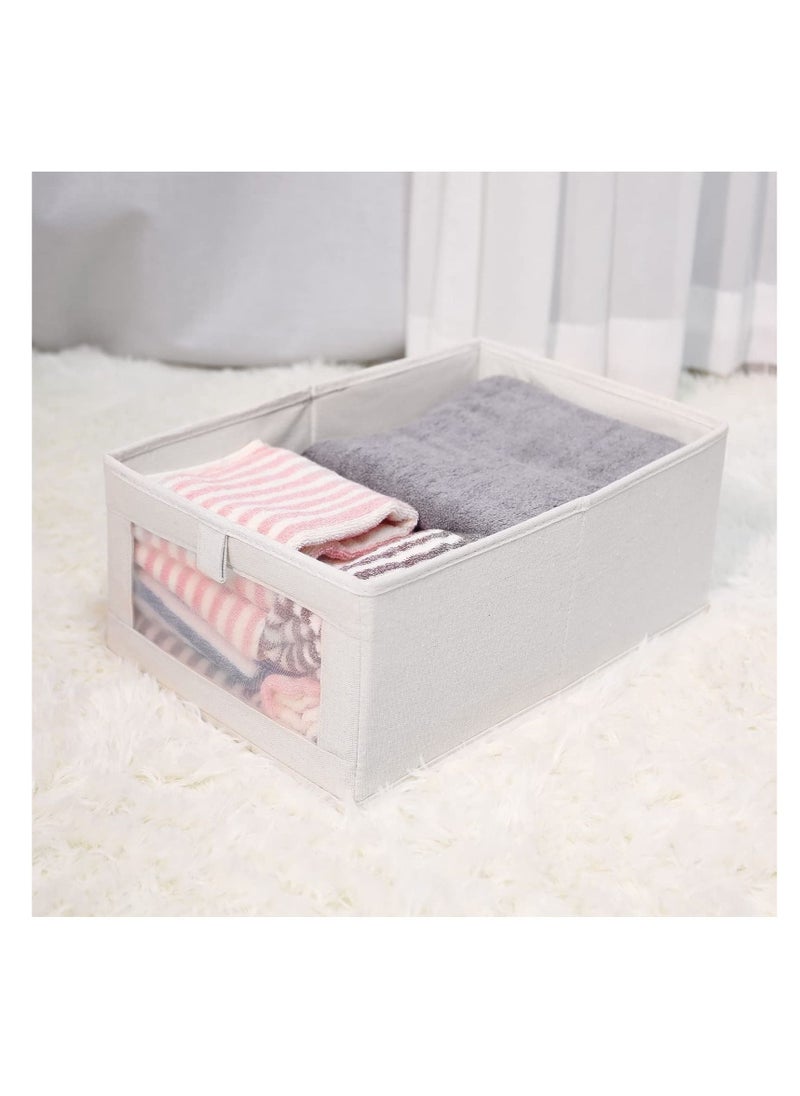 Y&D Foldable Cotton Linen Fabric Storage Bin with Clear Mesh Window - Stylish, Practical, and Versatile Organizer  - Image 5