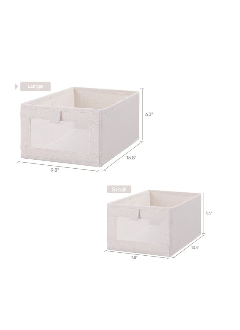 Y&D Foldable Cotton Linen Fabric Storage Bin with Clear Mesh Window - Stylish, Practical, and Versatile Organizer  - Image 3
