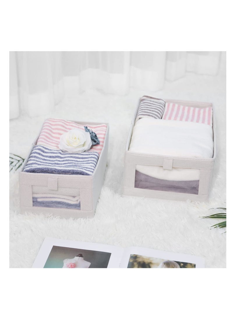 Y&D - Foldable Cotton Linen Fabric Storage Bin with Clear Mesh Window - Stylish, Practical, and Versatile Organizer - Image 1