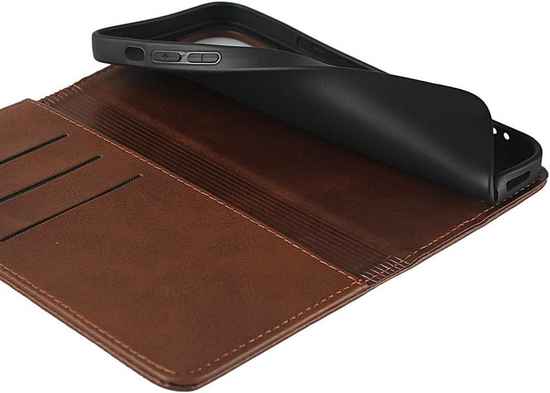 iCoverCase for iPhone 12 Pro Max Wallet Case with Card Holder, PU Leather Magnetic Kickstand Feature Shockproof Protective Flip Cover Case - Dark Brown - Image 5