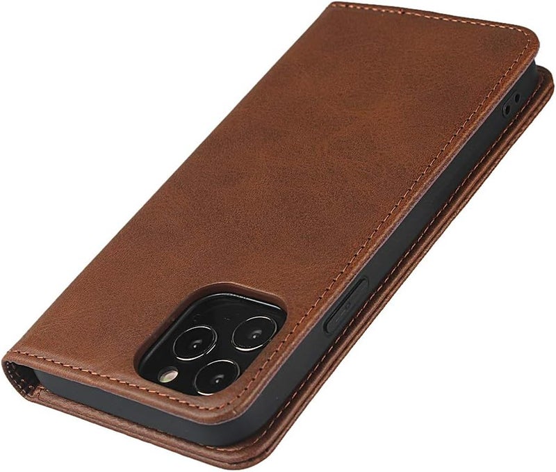iCoverCase for iPhone 12 Pro Max Wallet Case with Card Holder, PU Leather Magnetic Kickstand Feature Shockproof Protective Flip Cover Case - Dark Brown - Image 4