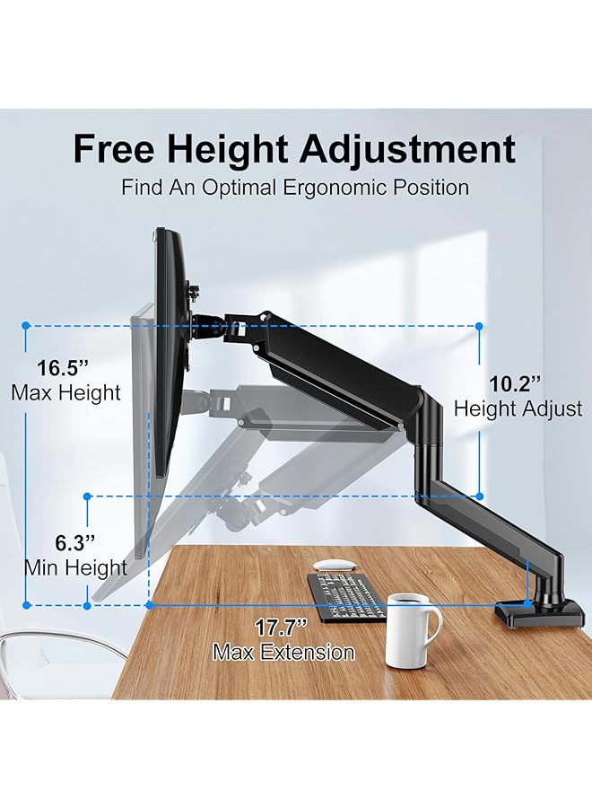 erorex Single Monitor Mount Stand Adjustable Spring Monitor Desk Mount Swivel Bracket Heavy Duty Computer Monitor Stands With Clamp And Grommet Base For 13 To 32 Inch Computer Screens - Image 5