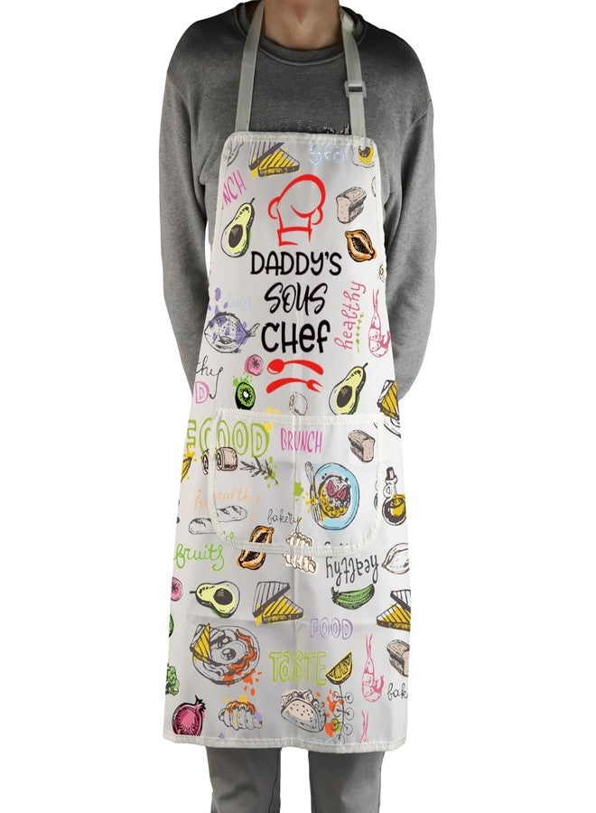 MBMSO Dad Apron Daddy's Sous Chef Apron Mens Cooking Apron Daddy Kitchen Apron Pregnancy Reveal for Husband Future Daddy Gift (Daddy Apron-w) - Image 4