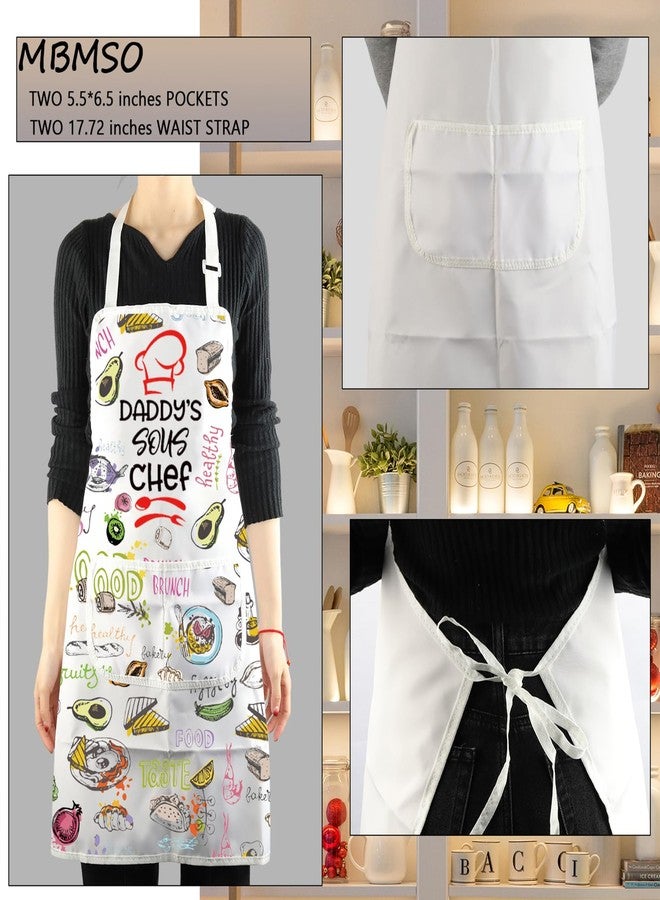 MBMSO Dad Apron Daddy's Sous Chef Apron Mens Cooking Apron Daddy Kitchen Apron Pregnancy Reveal for Husband Future Daddy Gift (Daddy Apron-w) - Image 3