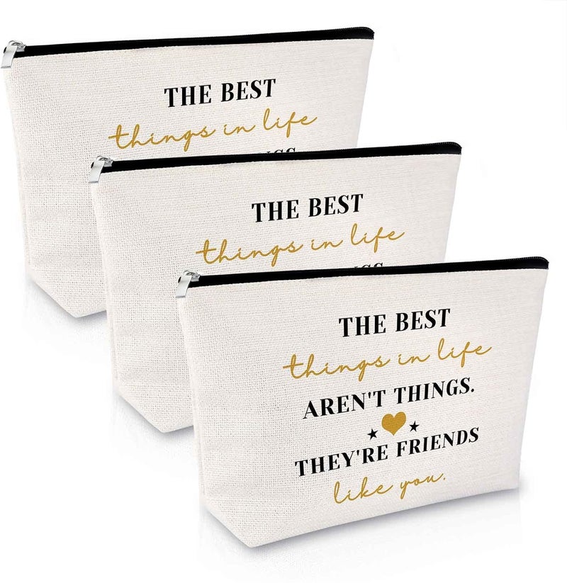 3Pcs Friendship Gift for Best Friends Makeup Bag Friends Gifts for Women Sister Gift from Sister Birthday Gifts for Bestie Cosmetic Bag Graduation Gifts for Her Christmas Gift Travel Cosmetic Pouch