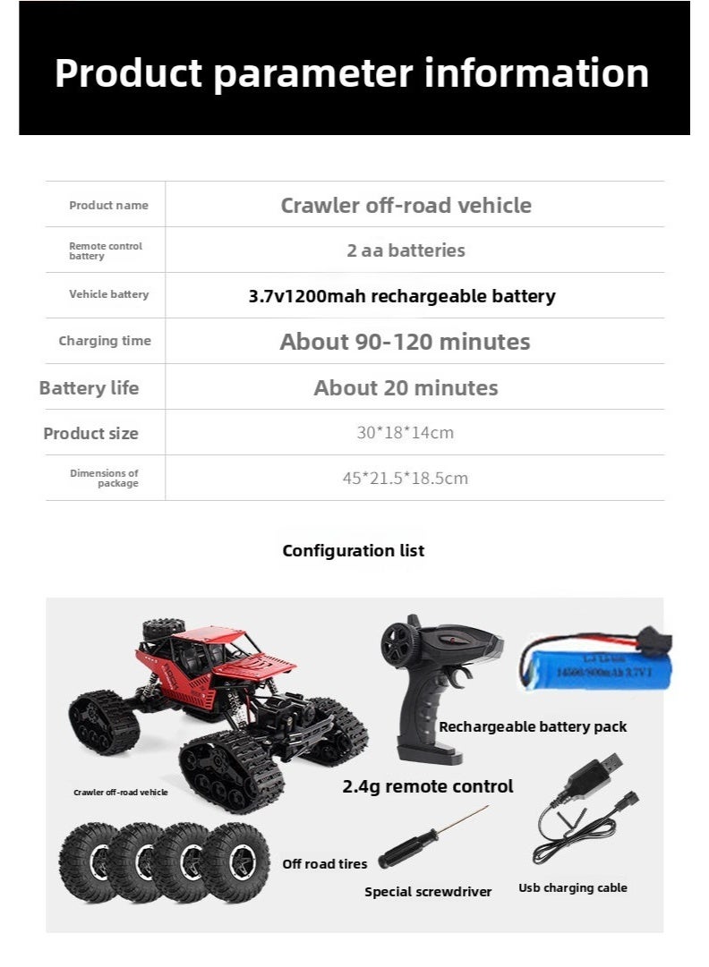 Alloy Four-Wheel Drive Off-Road Remote Control Car, Big Wheel+Track Interchangeable, 2.4G Strong Climbing, Sand Snow Mud, Children's Holiday Gift - Image 5