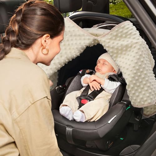 YOQIE 2-in-1 Baby Car Seat Cover & Canopy | Mom Nursing Cover, Easy Install Shield | Multi-Purpose for Winter Warmth & Summer Shade (Yellow Little Flower) - Image 2