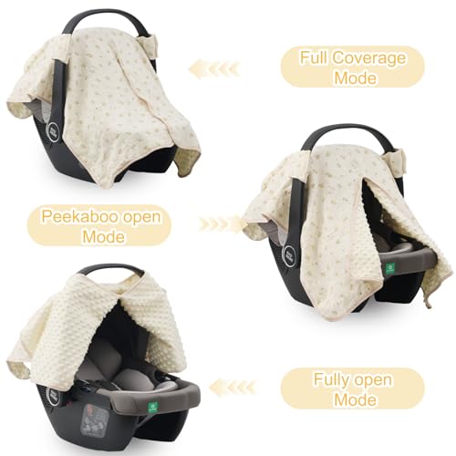YOQIE 2-in-1 Baby Car Seat Cover & Canopy | Mom Nursing Cover, Easy Install Shield | Multi-Purpose for Winter Warmth & Summer Shade (Yellow Little Flower) - Image 5