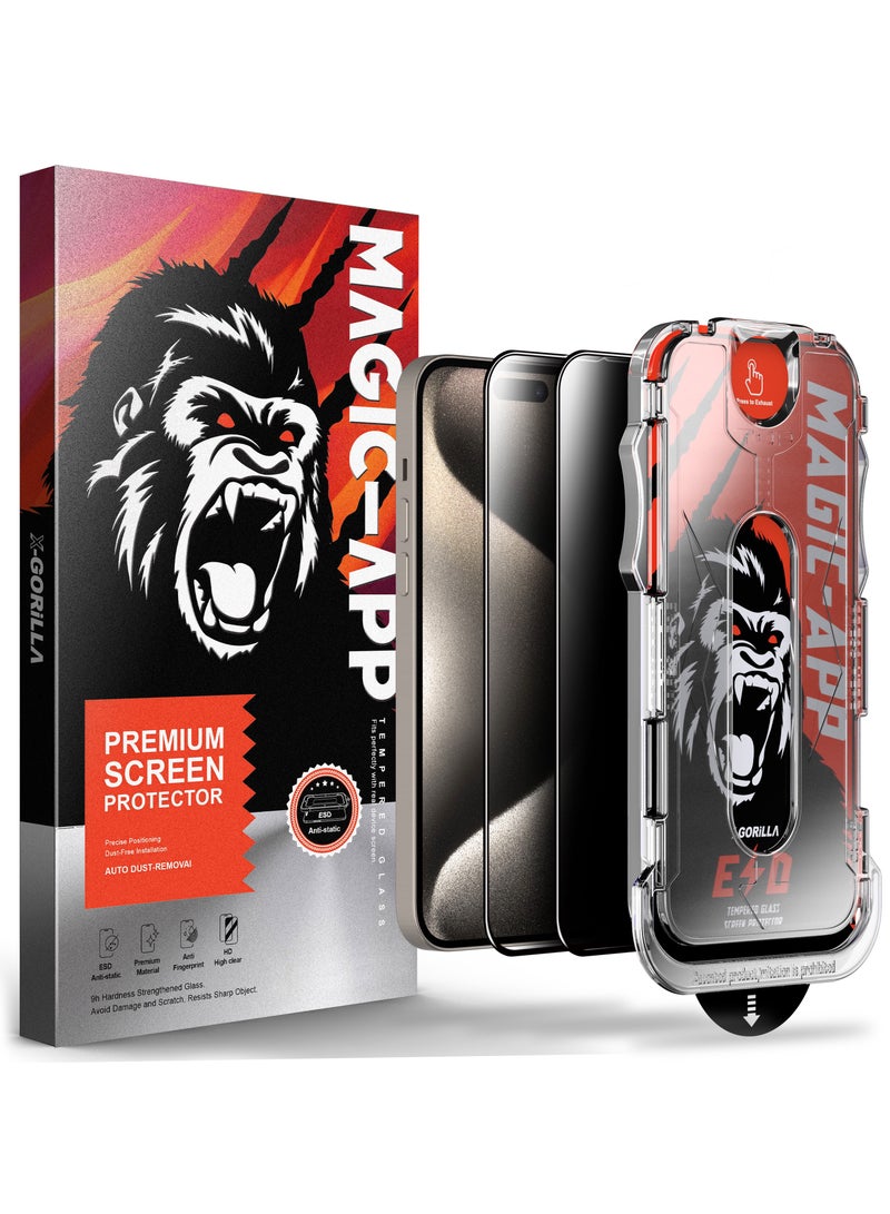 AJYAL Privacy Glass [2-PACKS] iPhone 14/13/13 PRO Auto Alignment Screen Protector [Privacy Screen Protector] Full Cover Edge to Edge - iPhone 14/13/13 PRO - Image 2