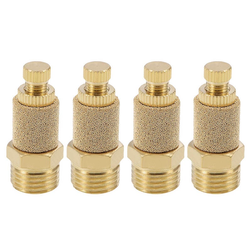 uxcell Top Adjustable Pneumatic Air Exhaust Silencer Muffler Copper 1/4 BSPT Gold Tone 4pcs - Image 1