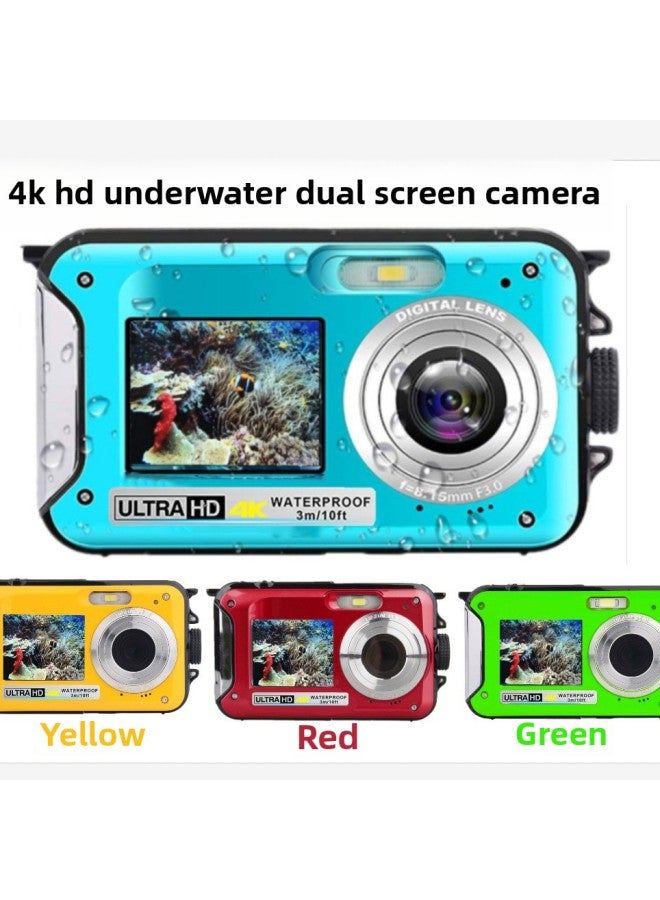 HD Dual Screen Photography Waterproof Camera Outdoor Sports Digital Camera Students Diving Special Underwater Camera-Color:Standard English Blue 4K  - Image 2