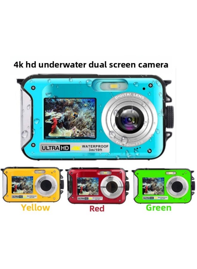 HD Dual Screen Photography Waterproof Camera Outdoor Sports Digital Camera Students Diving Special Underwater Camera-Color:Standard English Blue 4K  - Image 3