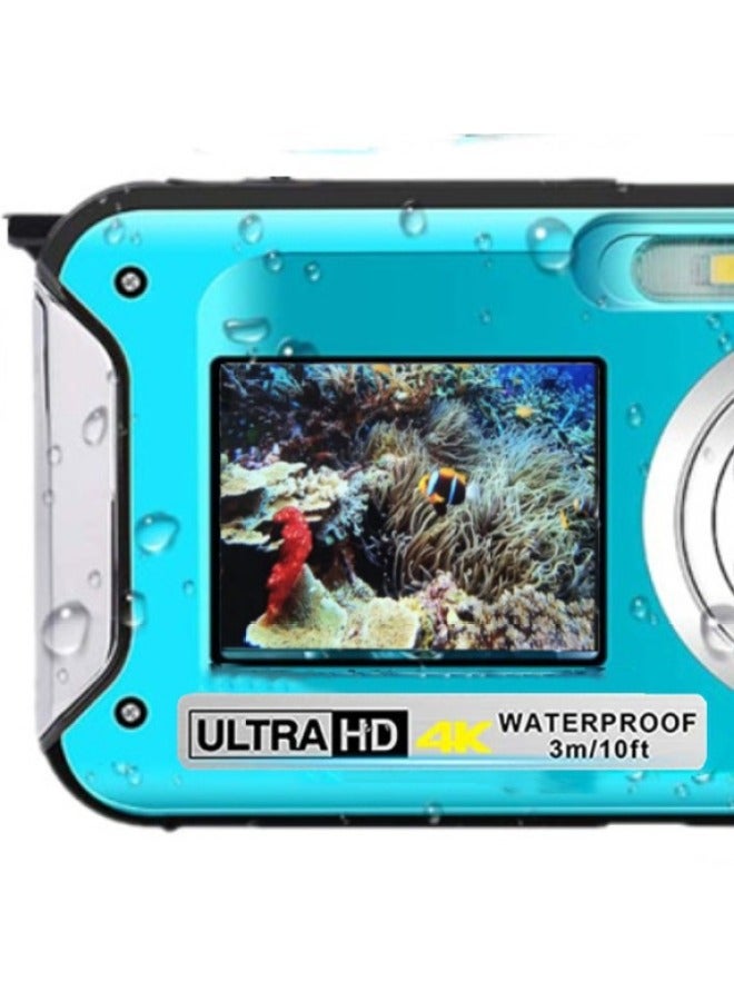 HD Dual Screen Photography Waterproof Camera Outdoor Sports Digital Camera Students Diving Special Underwater Camera-Color:Standard English Blue 4K  - Image 4