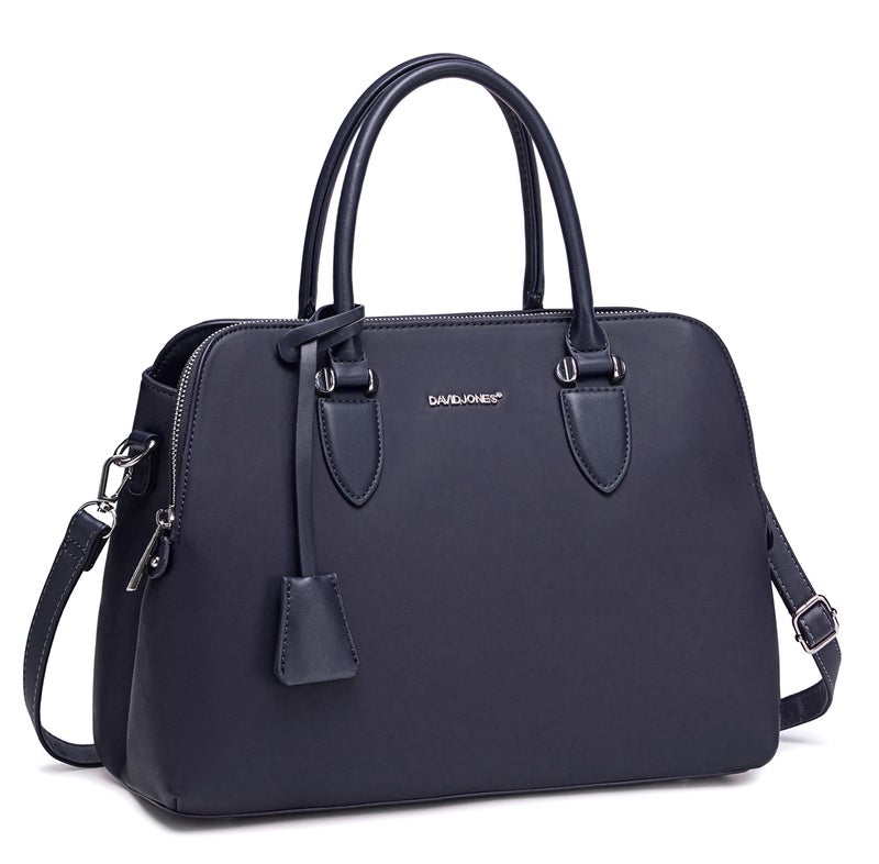 David Jones - Women's Handbag Handbag - Woman PU Leather Shoulder Bag - Elegant Tote Shopper Bag - Shoulder Bag Many Compartments Zip Multi Pockets - Everyday Fashion Work City City - Dark Blue - Image 1
