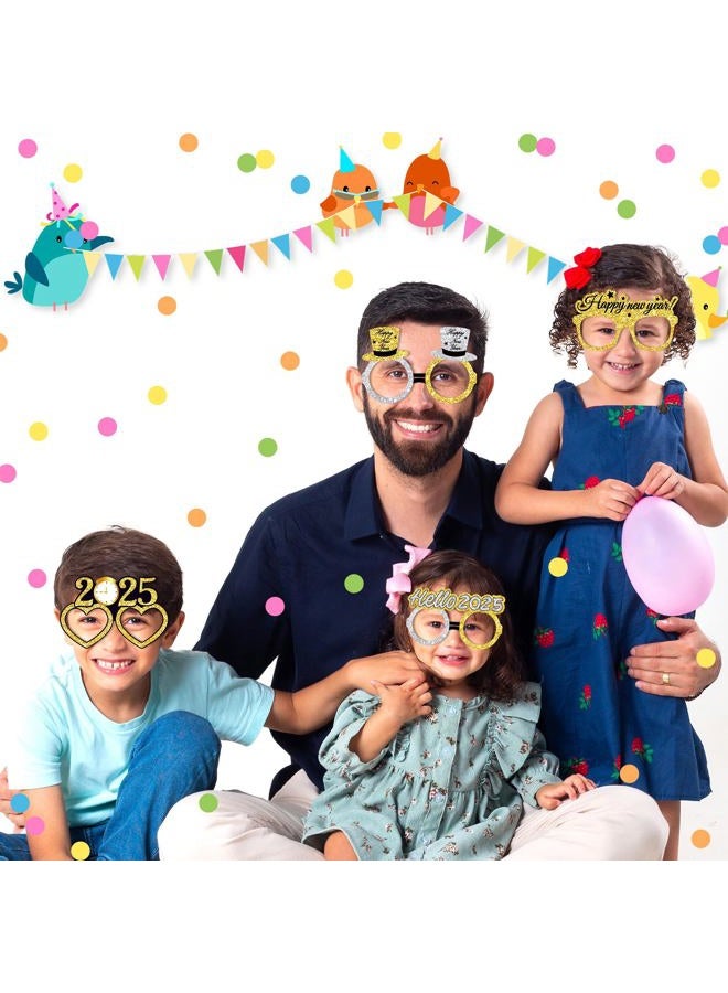 Lide Road 12 Pcs 2025 New Year Eyeglasses Mask New Year's Eve Selfie Props New Year's Eve Party Supplies New Year's Eve Photo Props for Happy New Year Party Supplies - Image 3
