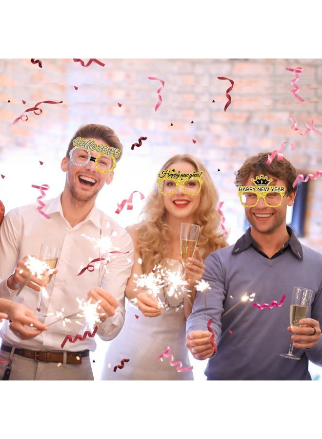 Lide Road 12 Pcs 2025 New Year Eyeglasses Mask New Year's Eve Selfie Props New Year's Eve Party Supplies New Year's Eve Photo Props for Happy New Year Party Supplies - Image 5