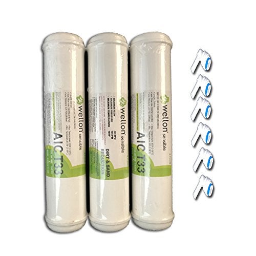 WELLON Sensible Push Fit Type Inline Filter Set with Activated PreCarbonActivated PostCarbon Sediment Filter Set Compatible with Reviva Dolphin Aquagrand All Domestic Water purifiers - Image 1