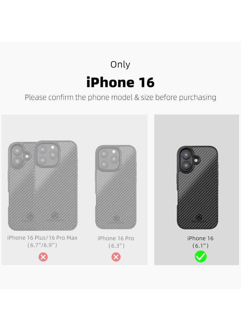 MONOCARBON Real 3K Carbon Fiber iPhone 16 Case Cover MagSafe Compatible Military Grade Scratch Resistant - Matte Black  - Image 2