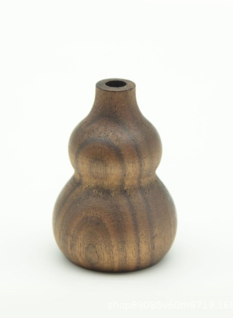 Generic Wooden handmade gourd ornaments diffuser wood car aromatherapy retro flower vase  - Image 3