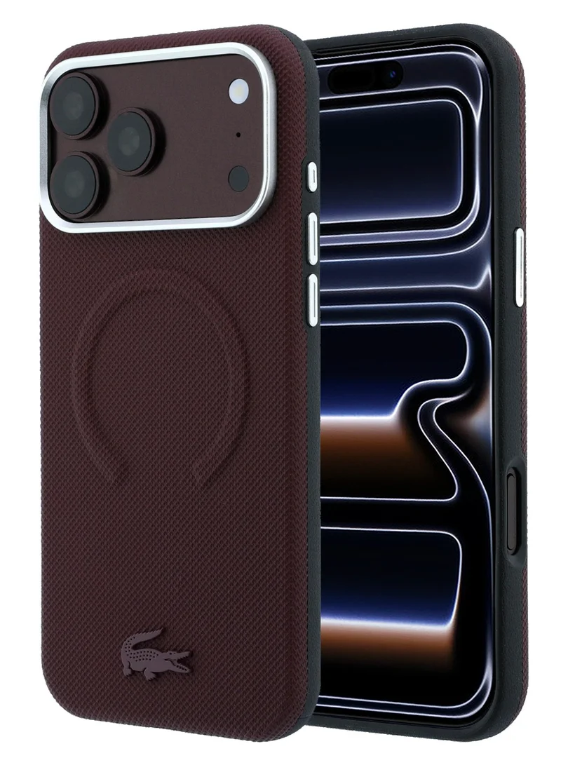 Lacoste iPhone 18 Pro Max MagSafe Case PU Leather Embossed Hard Case Compatible with iPhone