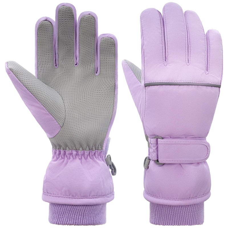 YUHAN PRETTY Kids Winter Ski Gloves Waterproof Children Girls Boys Fleece Thermal Snowboard Snow Gloves Mittens for Cold Weather(11-15Years) - Image 1