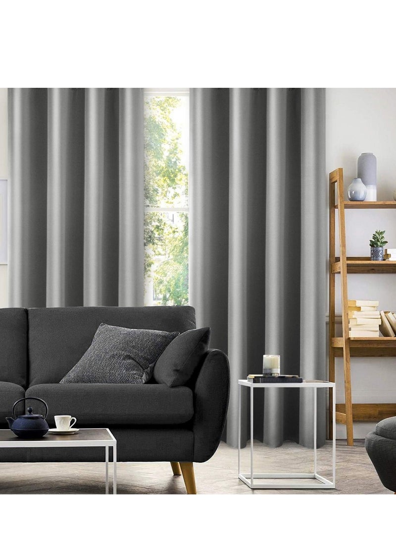 Umeema Blackout Window and Door Curtains for Bedroom, Living room with Grommet Top (Width 150cm and Length 270cm) Two pieces set. (Grey)  - Image 4