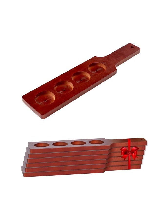 LZMS 6 Packs 18" Mahogany Finish Flight Paddle, Large Beer Sampler Paddle with thin Profile and Convenient Hanging Hole, Ideal for Professional Kitchens and the Hospitality Industry - Image 1