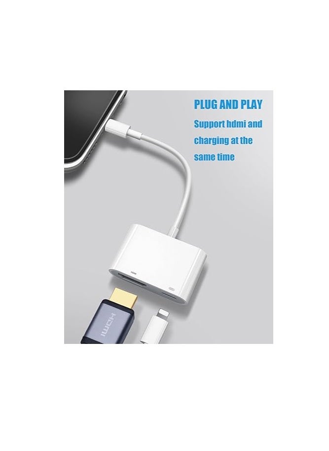 ماركة غير محددة كابل Lightning إلى HDMI، [معتمد من Apple MFi] محول HDMI AV رقمي بدقة 1080 بكسل لجهاز iPhone، محول شاشة مزامنة HDMI لفيديو عالي الدقة متوافق مع iPhone 14/13/12/11/X/8/iPad إلى تلفزيون/جهاز عرض/شاشة  - Image 2